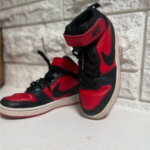 Nike Black and Red High-Top Sneakers